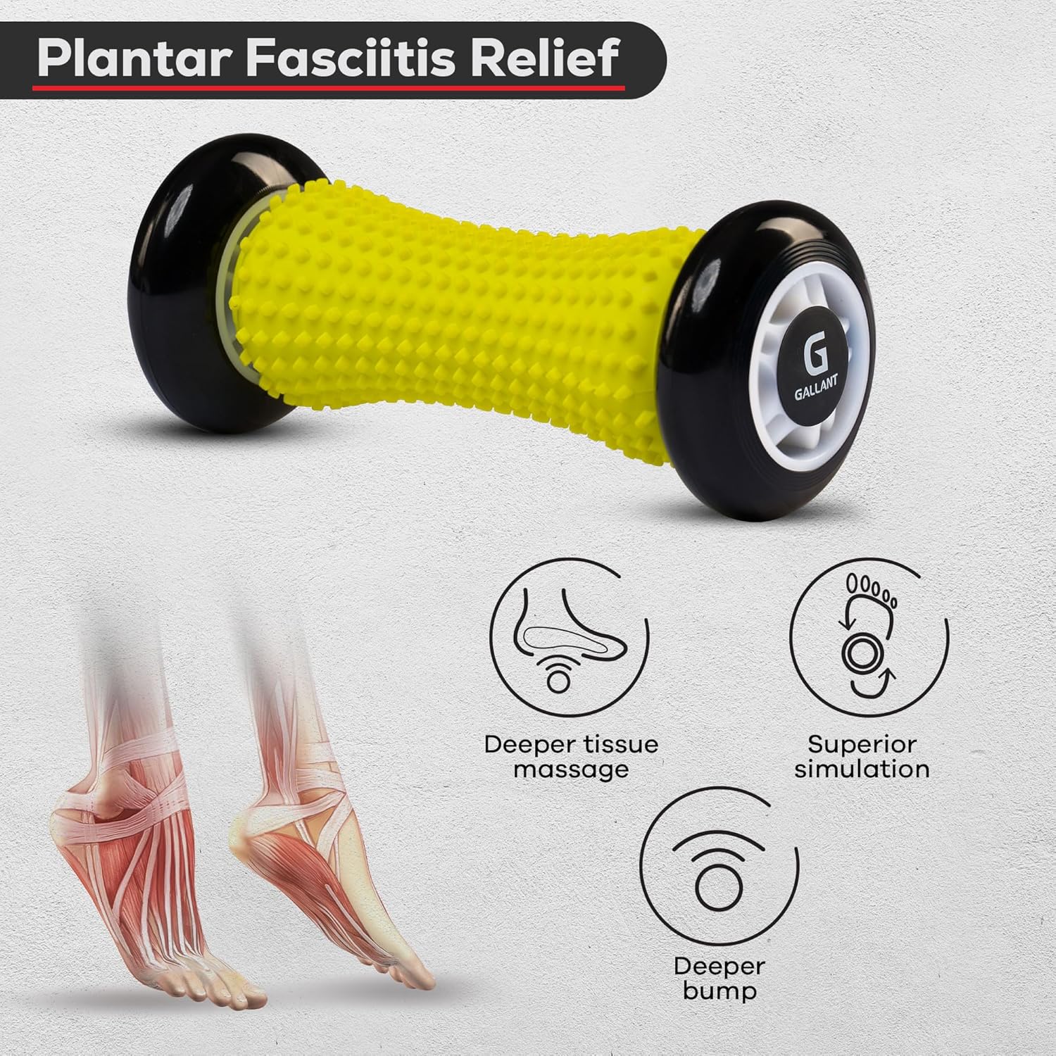 Foot Massager Roller with Hard Spiky Massage Ball Deep Tissue Muscle Massage Roller for Foot Pain