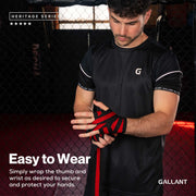 Gallant Heritage Boxing Hand Wraps - Red Easy to Wear.