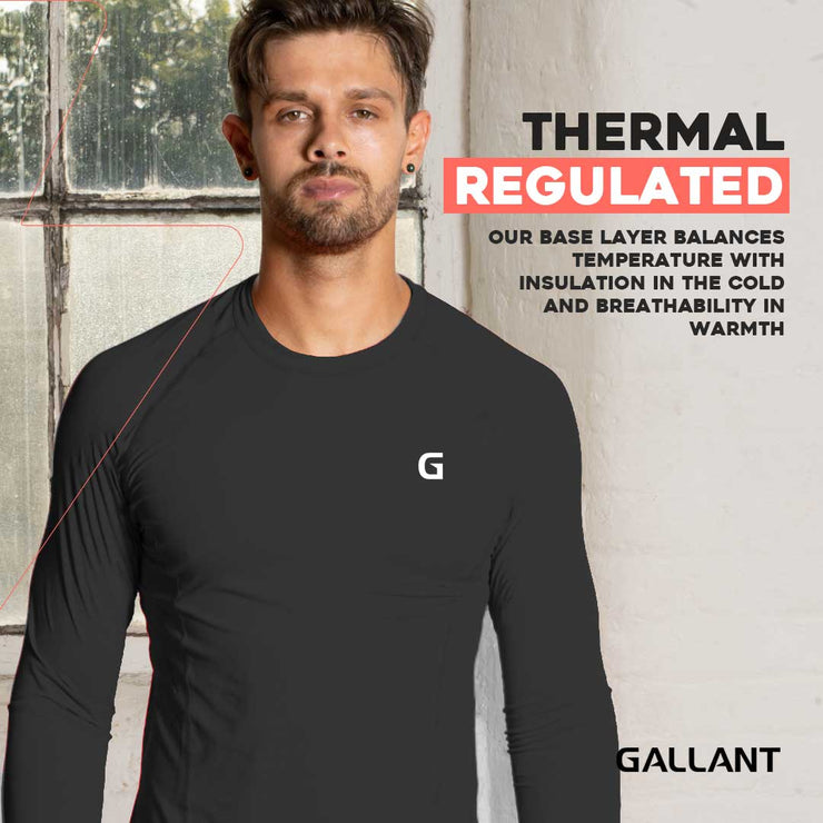 Gallant Men's Base Layer Top - Black, Thermal regulated. 