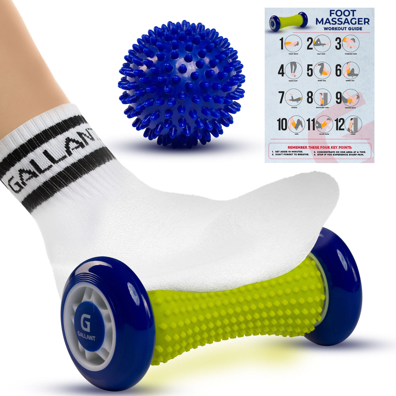 Foot Massager Roller with Hard Spiky Massage Ball Deep Tissue Muscle Massage Roller for Foot Pain