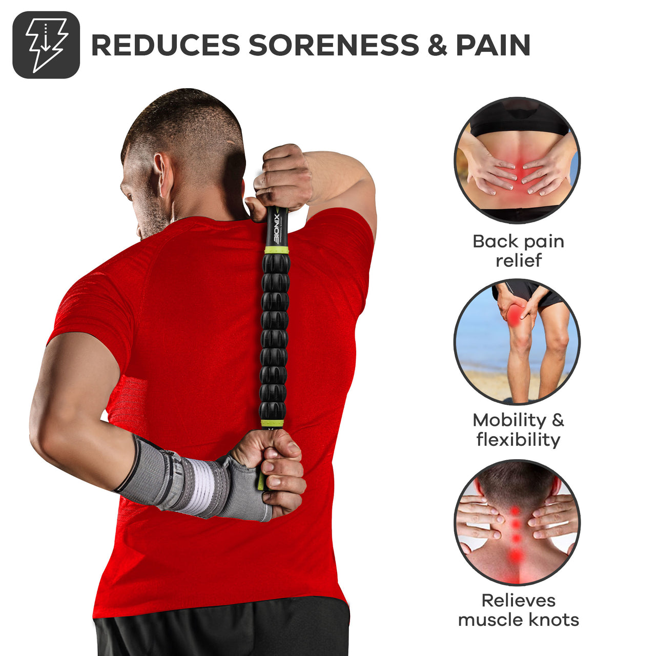 Muscle Roller Stick Black & Green - Massage Roller Stick