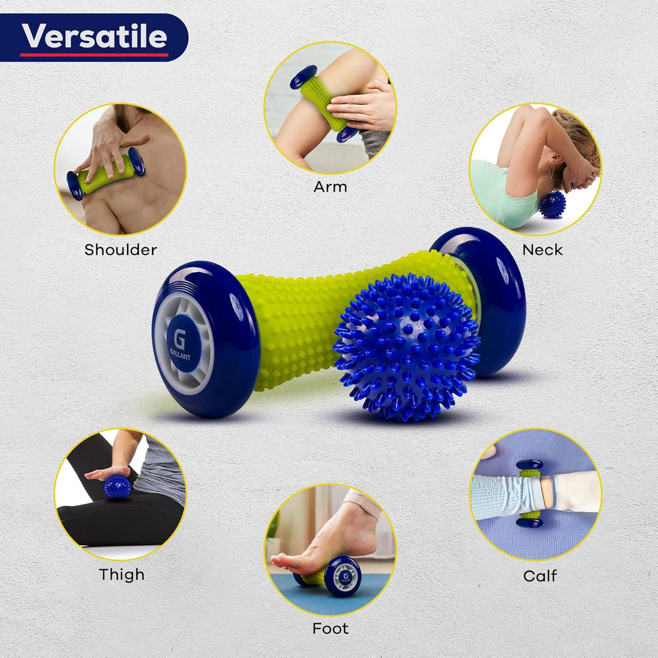 Foot Massager Roller with Hard Spiky Massage Ball Deep Tissue Muscle Massage Roller for Foot Pain