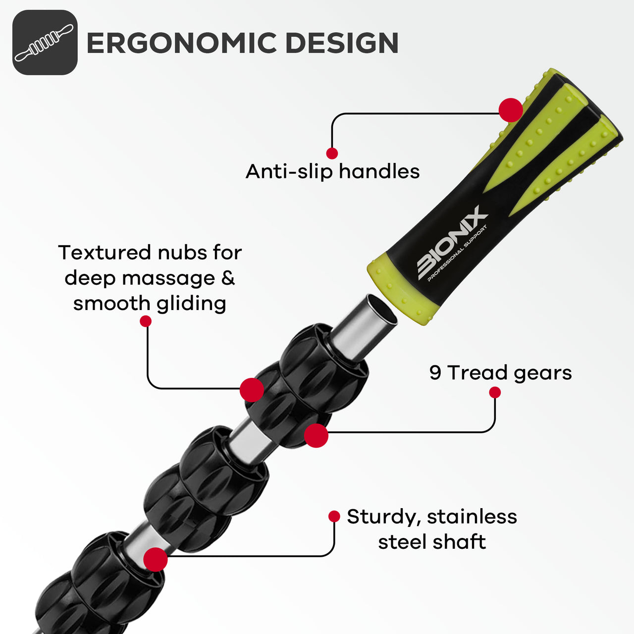Muscle Roller Stick Black & Green - Massage Roller Stick
