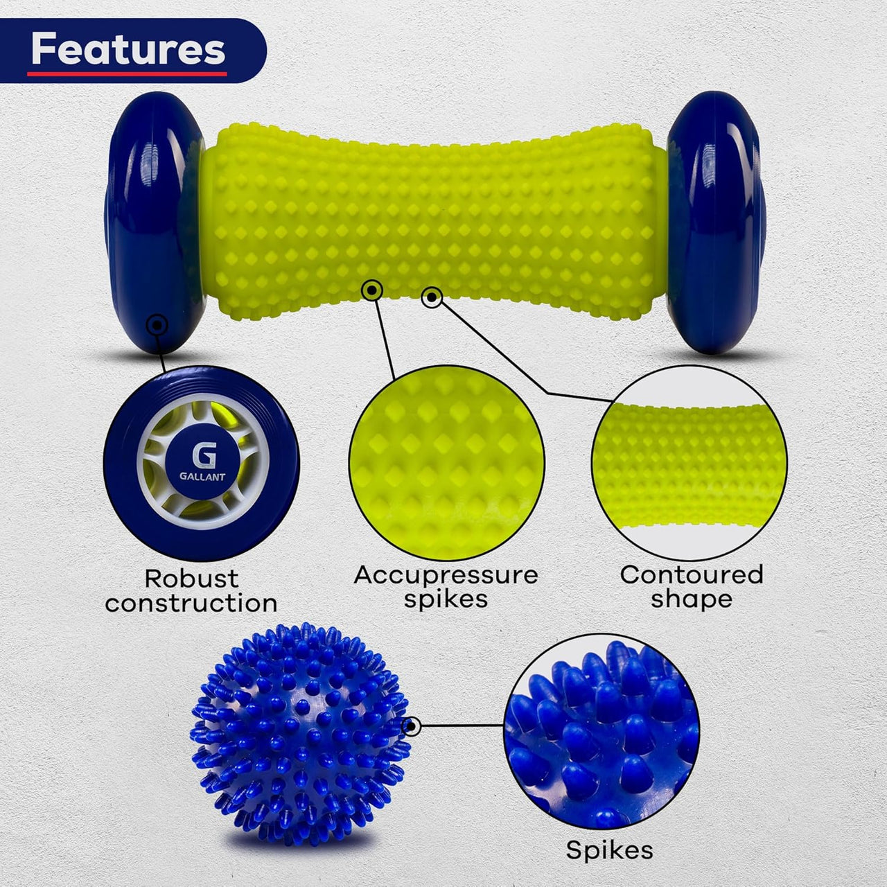 Foot Massager Roller with Hard Spiky Massage Ball Deep Tissue Muscle Massage Roller for Foot Pain