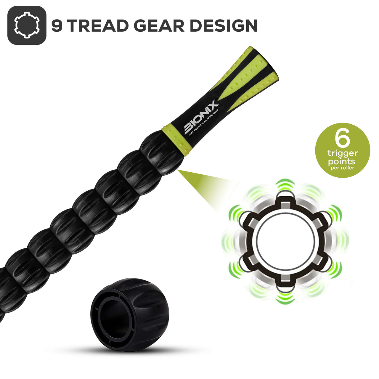 Muscle Roller Stick Black & Green - Massage Roller Stick
