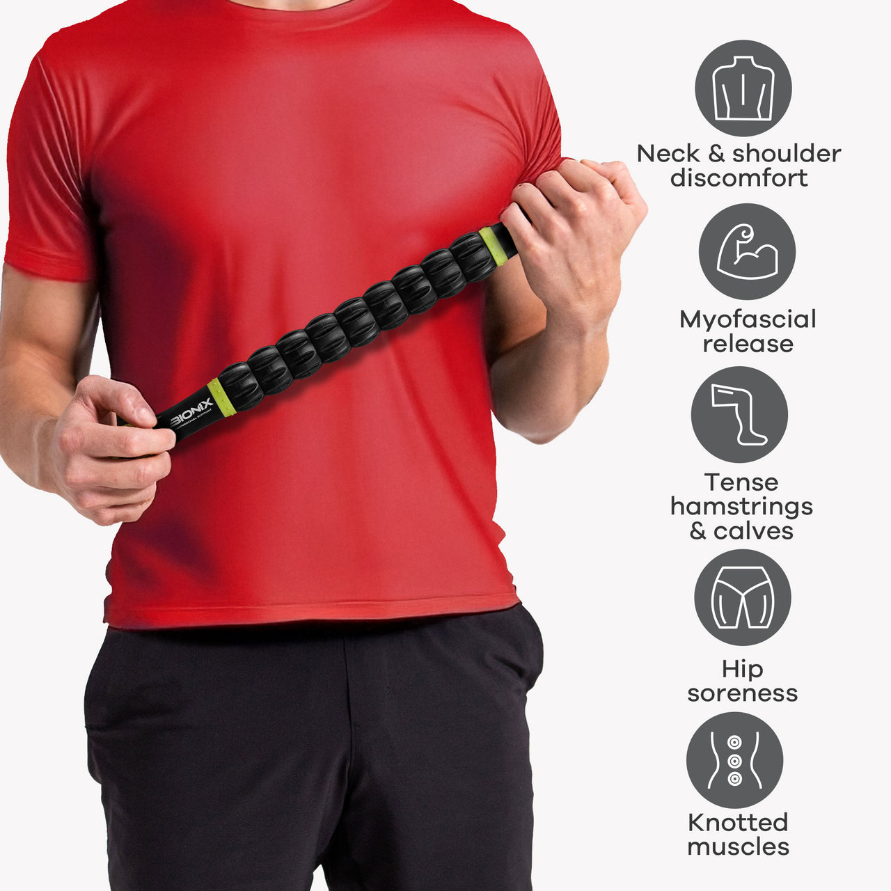 Muscle Roller Stick Black & Green - Massage Roller Stick