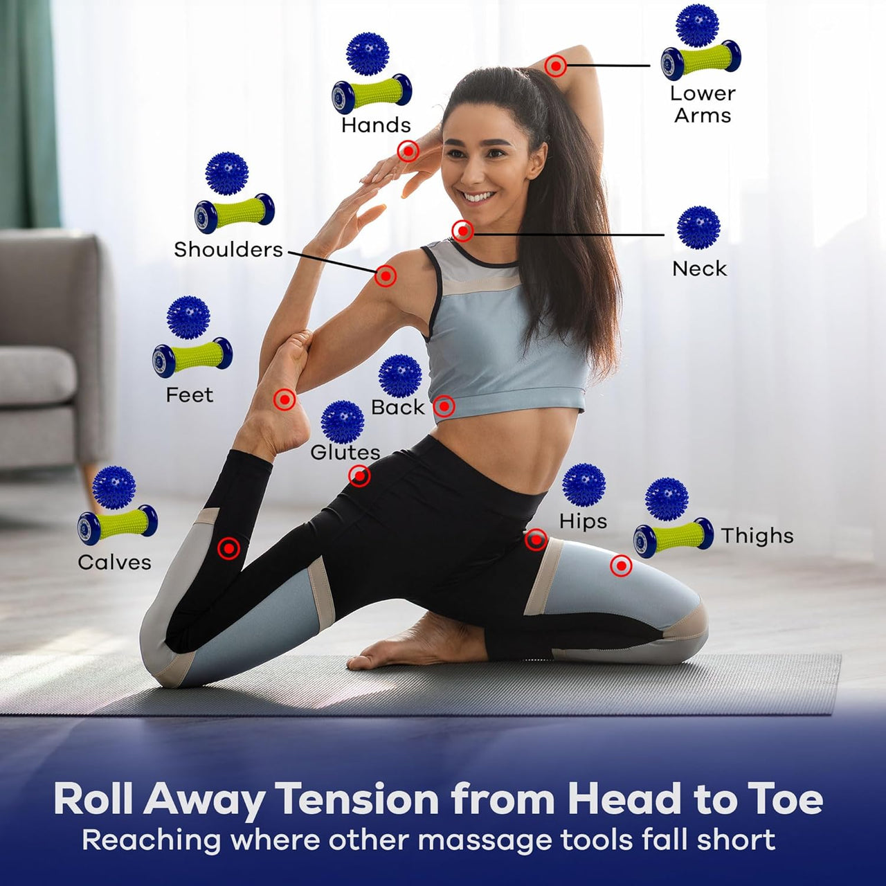 Foot Massager Roller with Hard Spiky Massage Ball Deep Tissue Muscle Massage Roller for Foot Pain