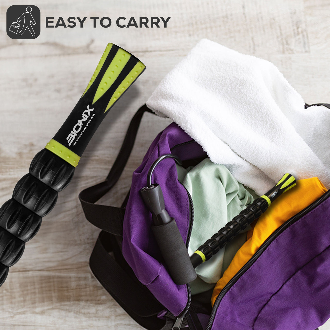 Muscle Roller Stick Black & Green - Massage Roller Stick