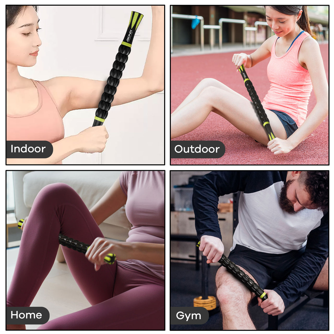 Muscle Roller Stick Black & Green - Massage Roller Stick