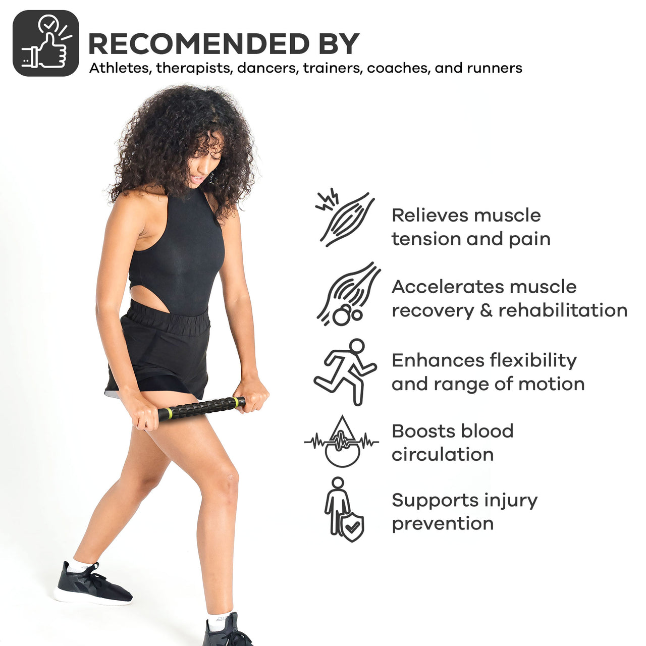 Muscle Roller Stick Black & Green - Massage Roller Stick