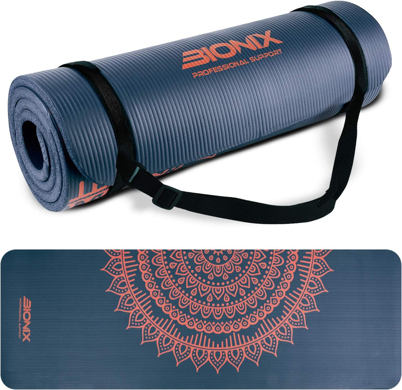 Bionix Yoga Mat Dark Blue - Thick NBR Foam Fitness Workout Main IMG.