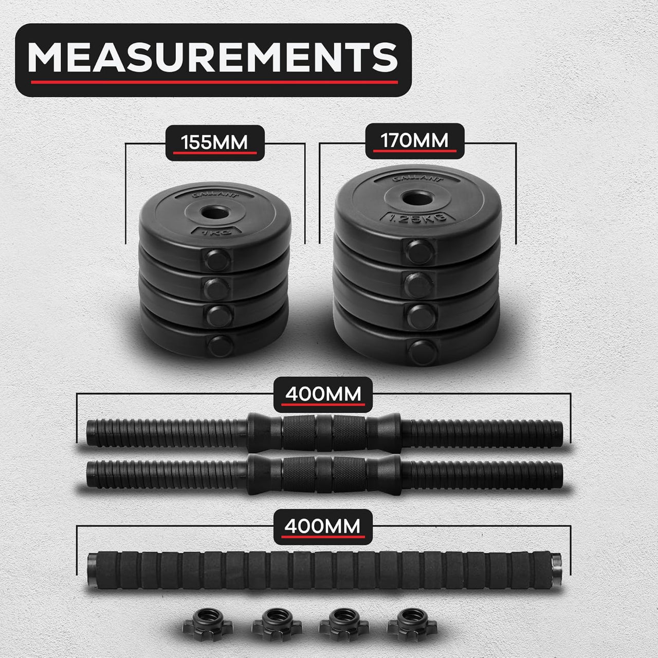 Gallant 2 in 1 Adjustable Dumbbells Weights Set With Barbell Connector 10kg 15kg 20kg