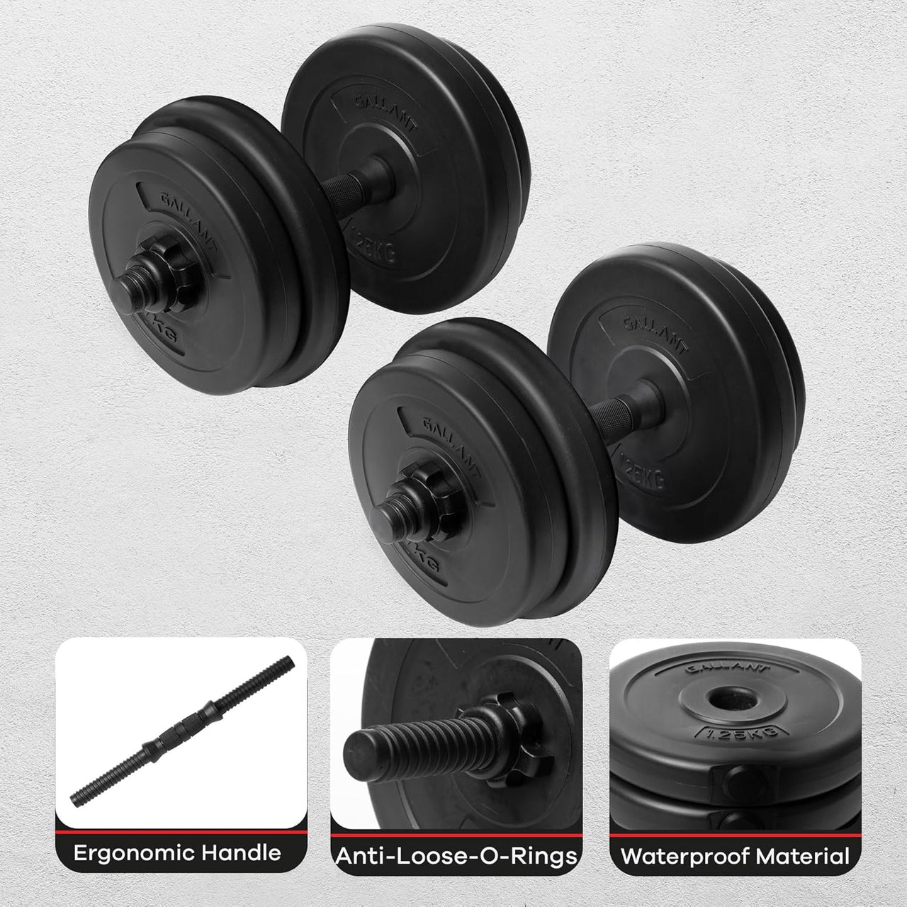 Gallant 2 in 1 Adjustable Dumbbells Weights Set With Barbell Connector 10kg 15kg 20kg