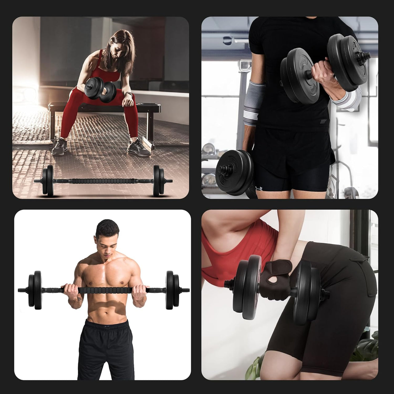 Gallant 2 in 1 Adjustable Dumbbells Weights Set With Barbell Connector 10kg 15kg 20kg