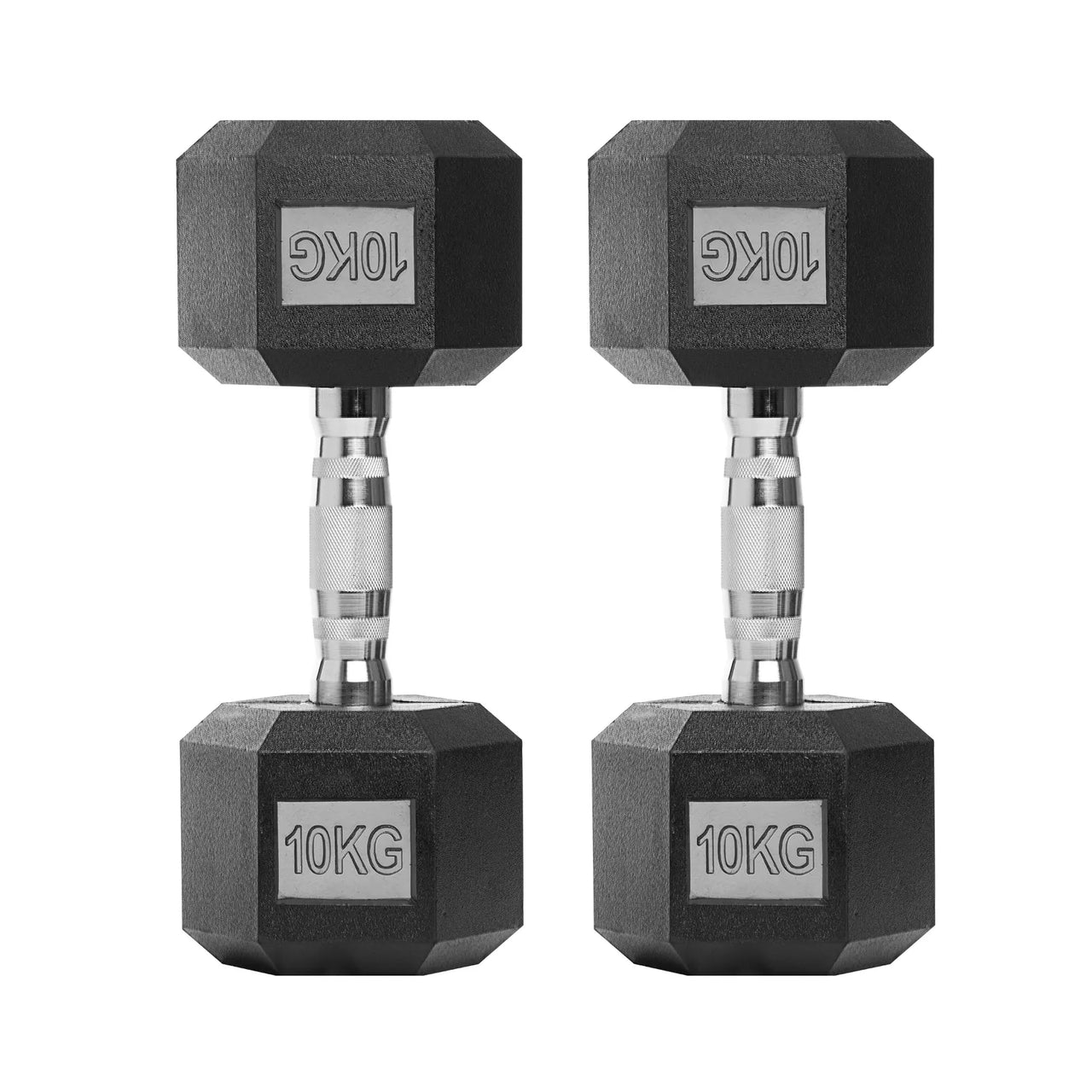 Rubber Encased Cast Iron Hex Dumbbells 10kg Set Main IMG.