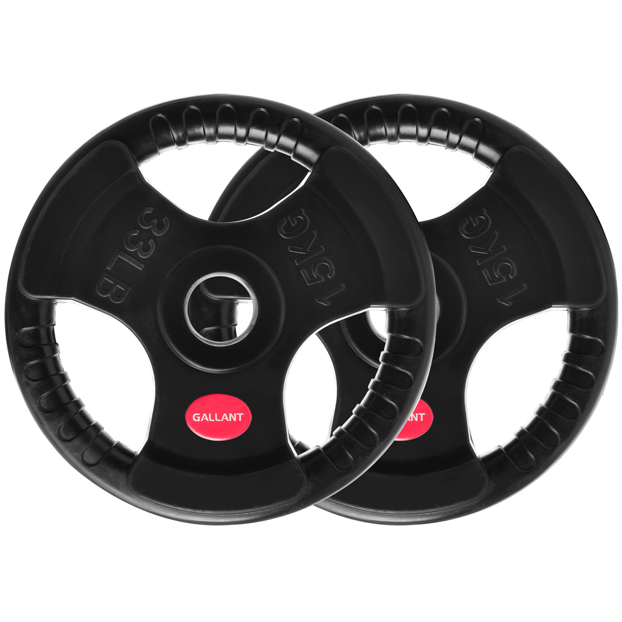 Gallant 2 Inch Olympic Weight plates - Rubber Coated Cast Iron Weight Plates With Tri Grips - Rubber Barbell