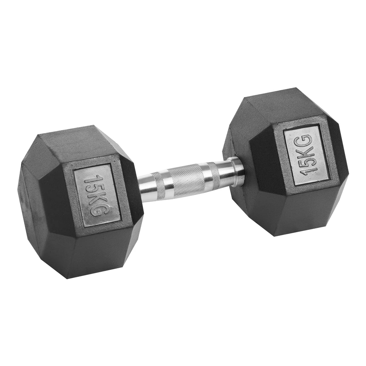 Rubber Encased Cast Iron Hex Dumbbells 15kg Single Main IMG.