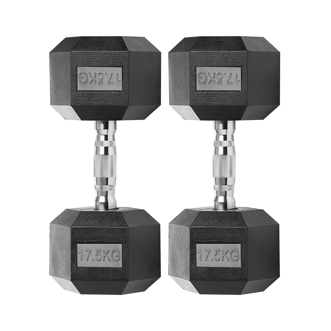 Rubber Encased Cast Iron Hex Dumbbells 17.5kg Set Main IMG.