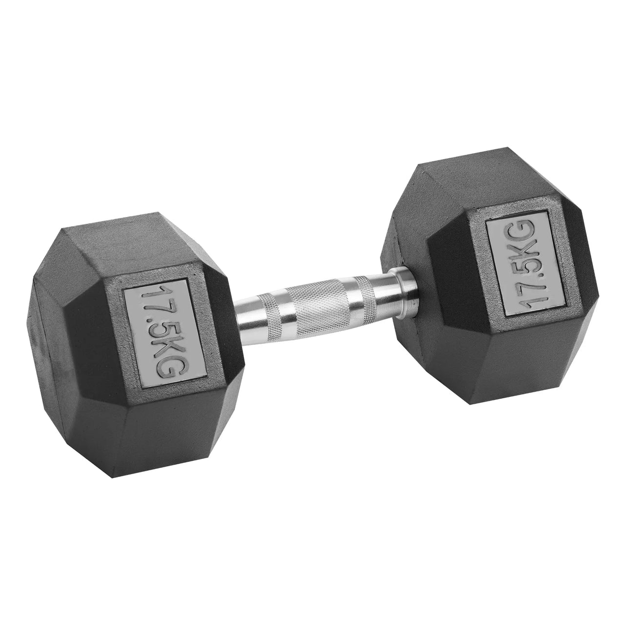 Rubber Encased Cast Iron Hex Dumbbells 17.5kg Single Main IMG.