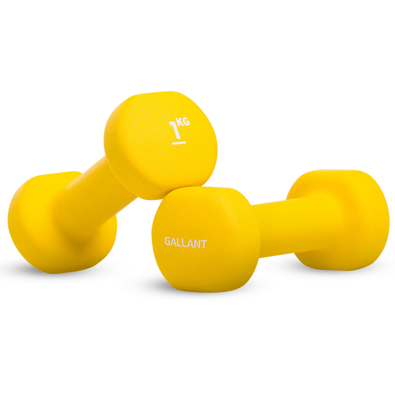 Gallant Neoprene Dumbbells Hand Weights Pair 1kg Yellow Main IMG.