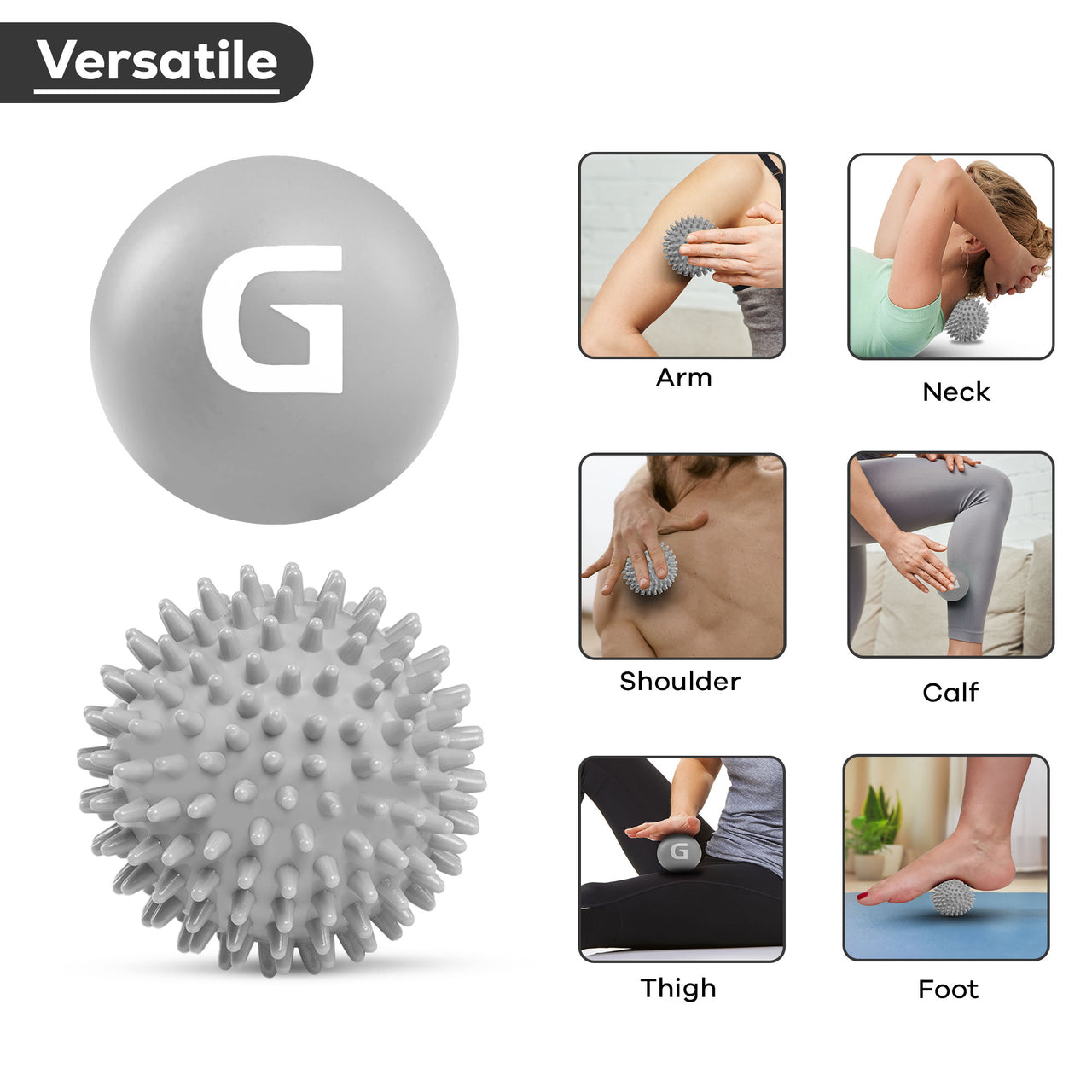 Spiky Massage Ball and Lacrosse Ball Set - Portable Stress Balls - Durable Physio Ball for Trigger Point Therapy Versatile.