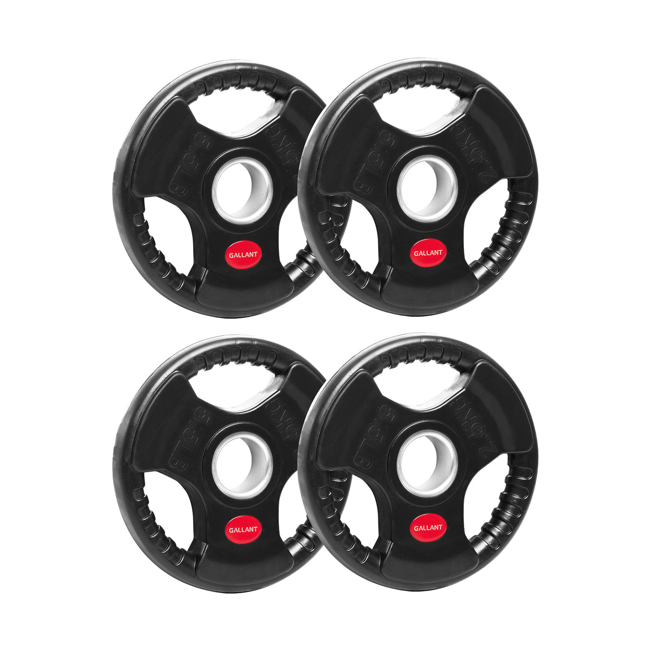 Gallant 2 Inch Olympic Weight plates - Rubber Coated Cast Iron Weight Plates With Tri Grips - Rubber Barbell