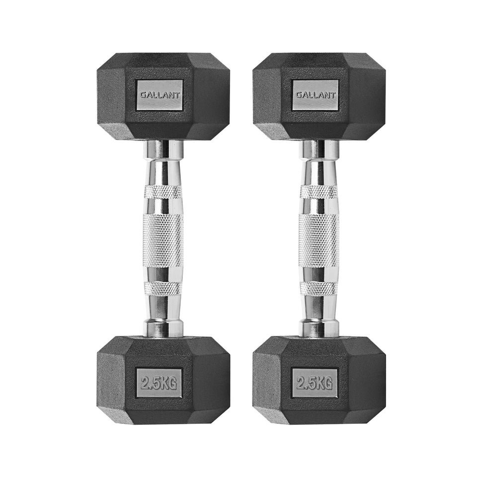 Rubber Encased Cast Iron Hex Dumbbells 2.5kg Set Main IMG.
