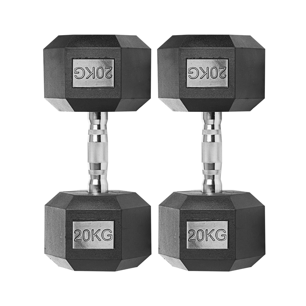 Rubber Encased Cast Iron Hex Dumbbells 20kg Set Main IMG