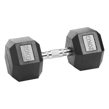 Rubber Encased Cast Iron Hex Dumbbells 20kg Single Main IMG.