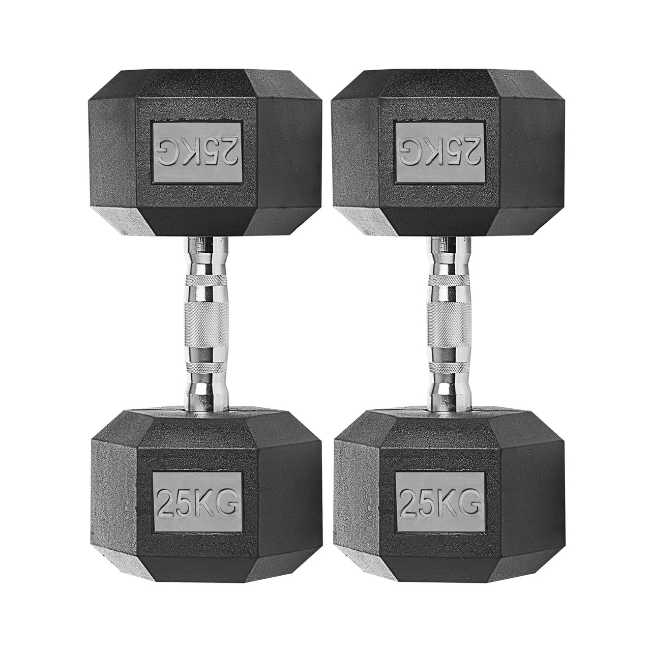 Rubber Encased Cast Iron Hex Dumbbells 25kg Set Main IMG.