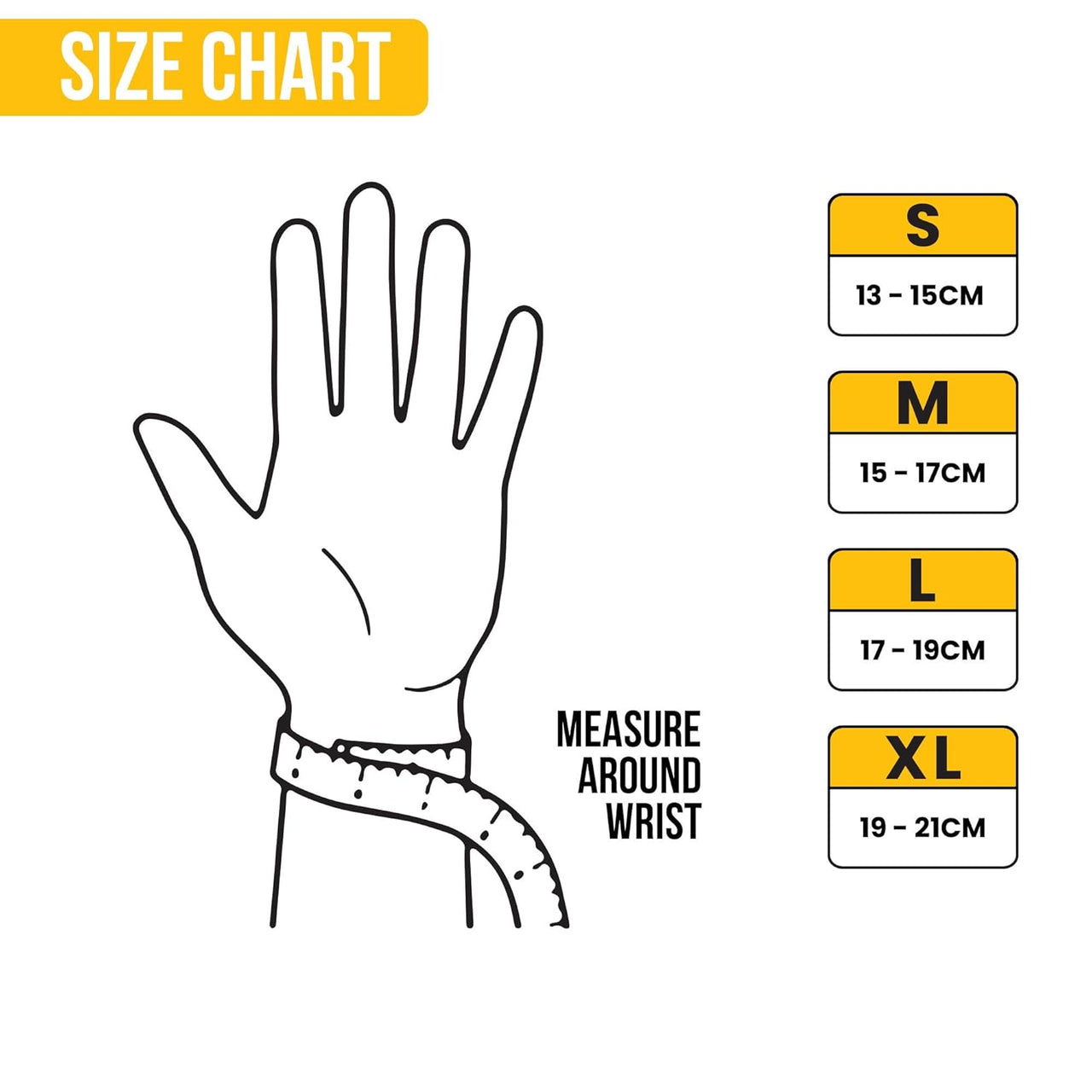 Bionix BEIGE WRIST SUPPORT - RIGHT SMALL to EXTRA LARGE - Hand and Wrist Support, Size chart