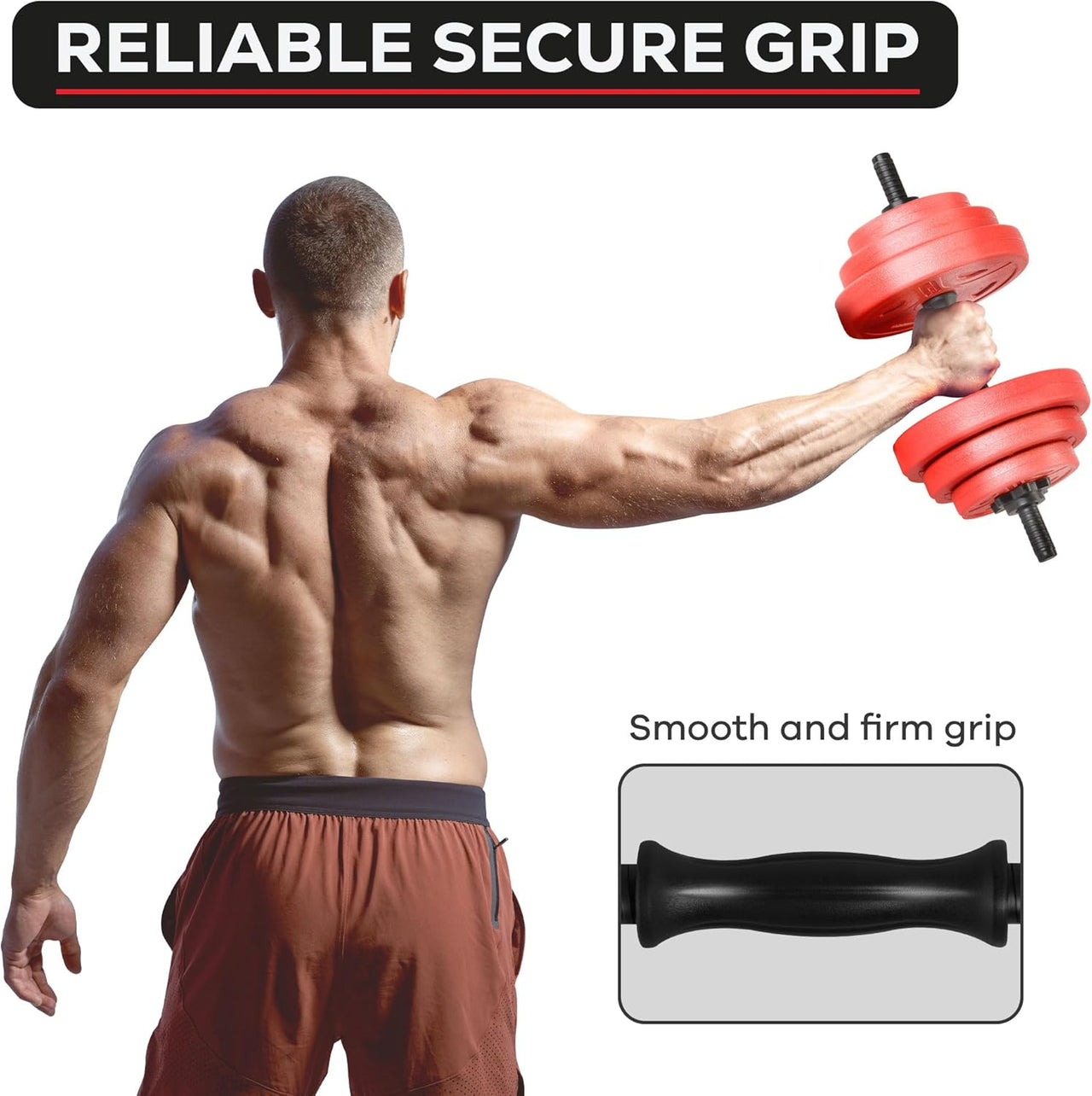 Gallant 20kg Adjustable Dumbbells Set, 2 in 1 Dumbbells and Barbell Hand Free Weights Dumbbells Set - Bar Weight Sets, Reliable secure Grip.