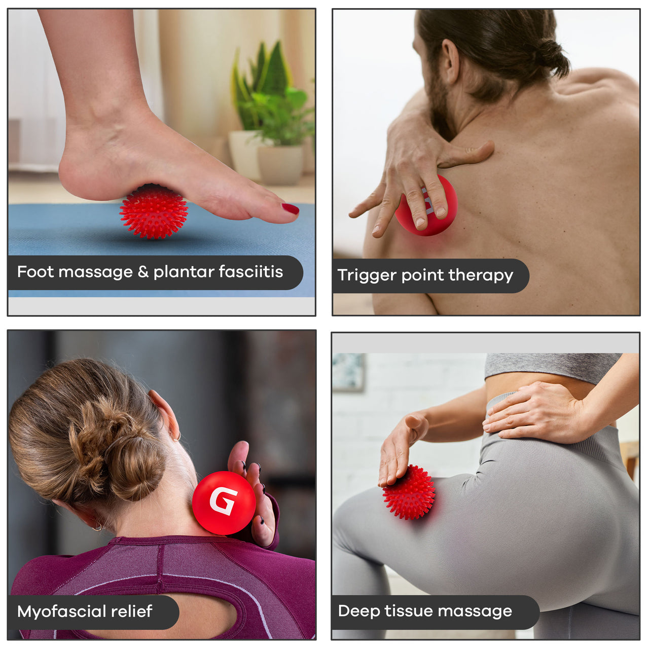 Spiky Massage Ball and Lacrosse Ball Set - Portable Stress Balls - Durable Physio Ball for Trigger Point Therapy Product Anatomy.