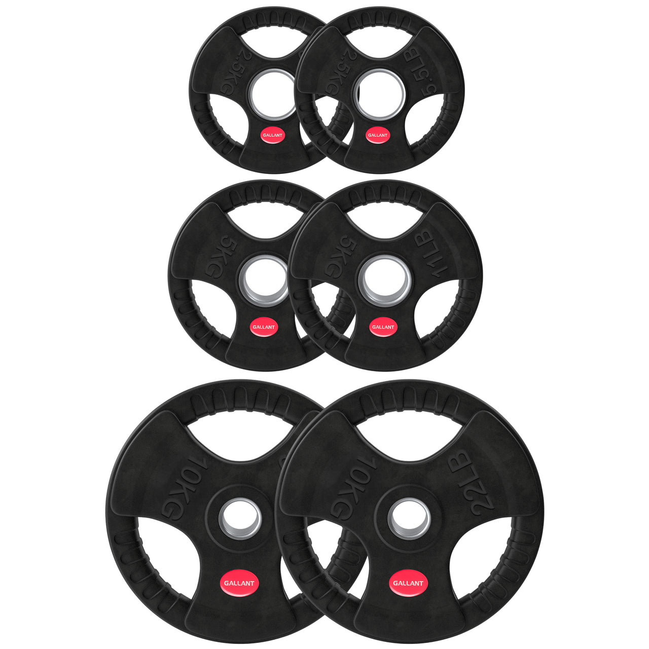 Gallant 2 Inch Olympic Weight plates - Rubber Coated Cast Iron Weight Plates With Tri Grips - Rubber Barbell