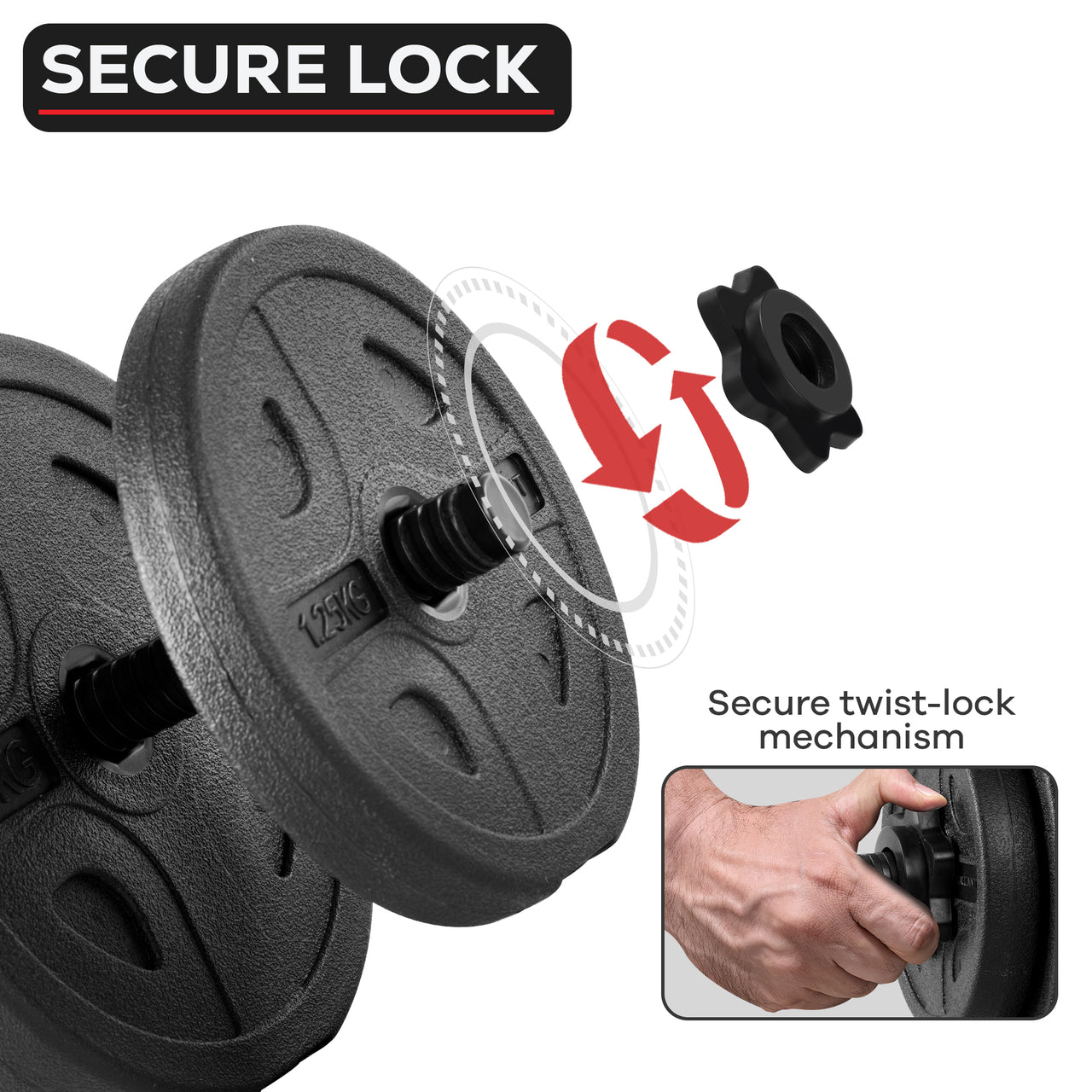 Gallant 20kg Adjustable Dumbbells Set, 2 in 1 Dumbbells and Barbell Hand Free Weights Dumbbells Set - Bar Weight Sets, Secure lock.