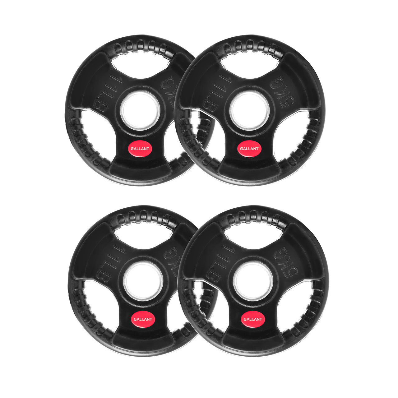 Gallant 2 Inch Olympic Weight plates - Rubber Coated Cast Iron Weight Plates With Tri Grips - Rubber Barbell