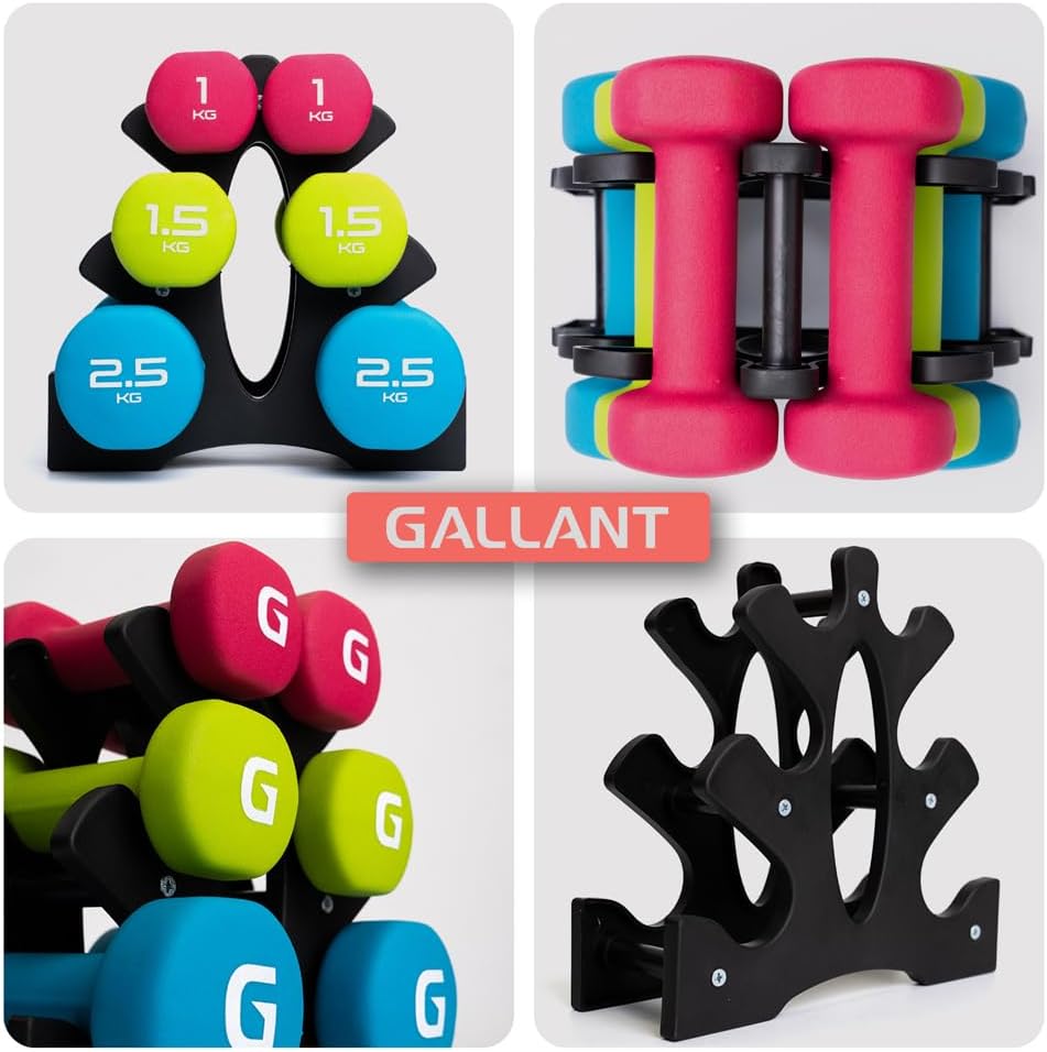 Gallant Hand Weights Dumbbell Set with Rack - 1KG, 1.5KG, 2.5KG Pair Product Different Angle IMG.