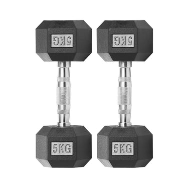 Rubber Encased Cast Iron Hex Dumbbells 5kg Set Main IMG.