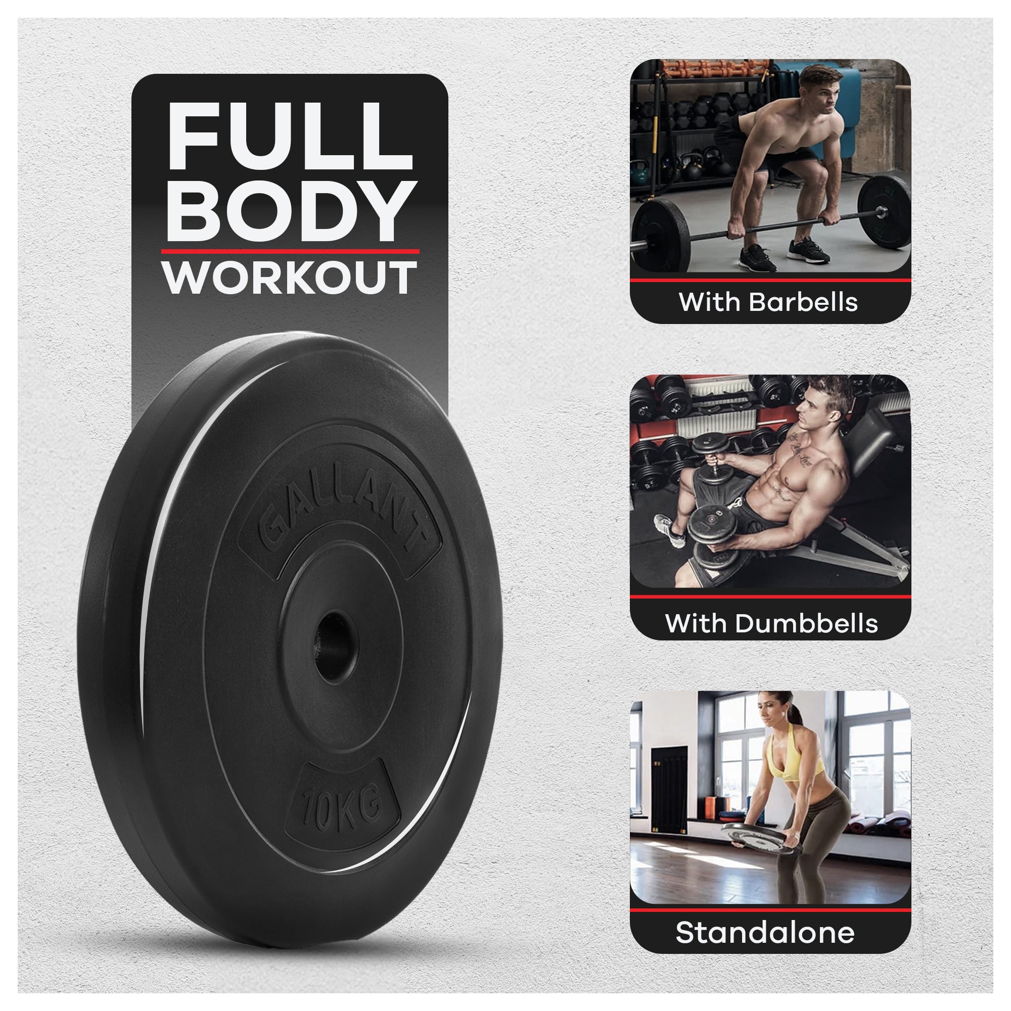 Gallant Weight Plates - 10kg Standard 1 Inch Vinyl Weights Discs 20KG ...