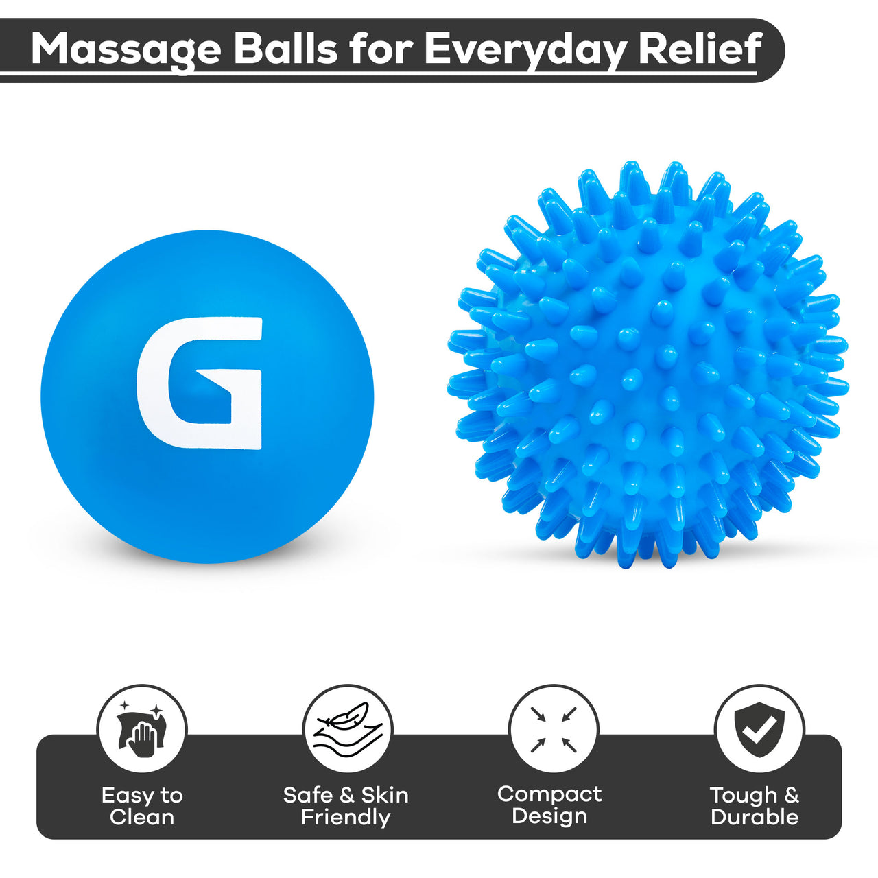 Spiky Massage Ball and Lacrosse Ball Set - Portable Stress Balls - Durable Physio Ball for Trigger Point Therapy Massage Balls for Everyday Relief.