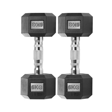 Rubber Encased Cast Iron Hex Dumbbells 6kg Set Main IMG.