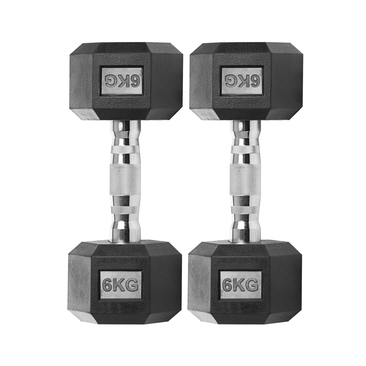 Rubber Encased Cast Iron Hex Dumbbells 6kg Set Main IMG.