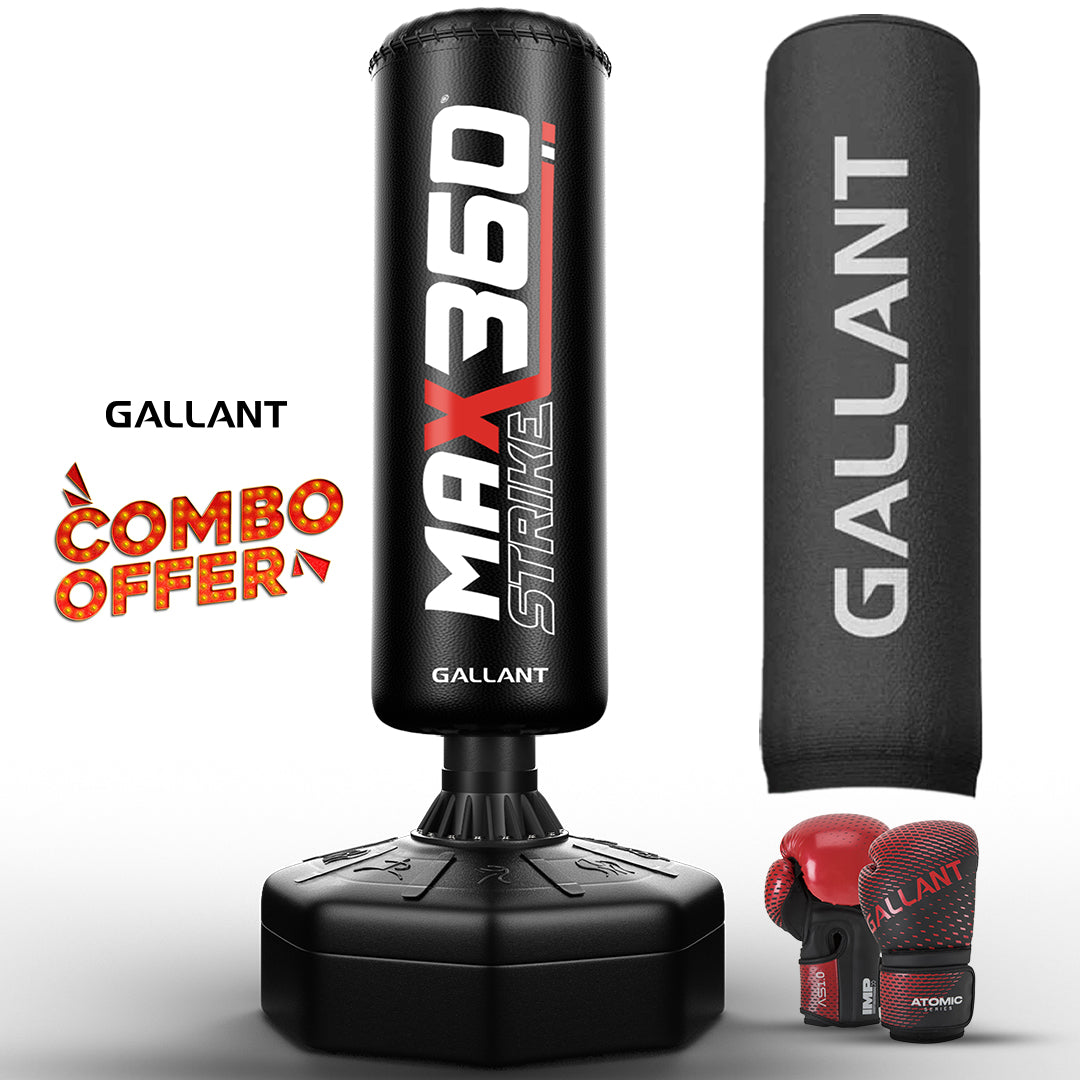 6ft Punch Bag With Rain Cover & Gloves Combo Set Main IMG Red.