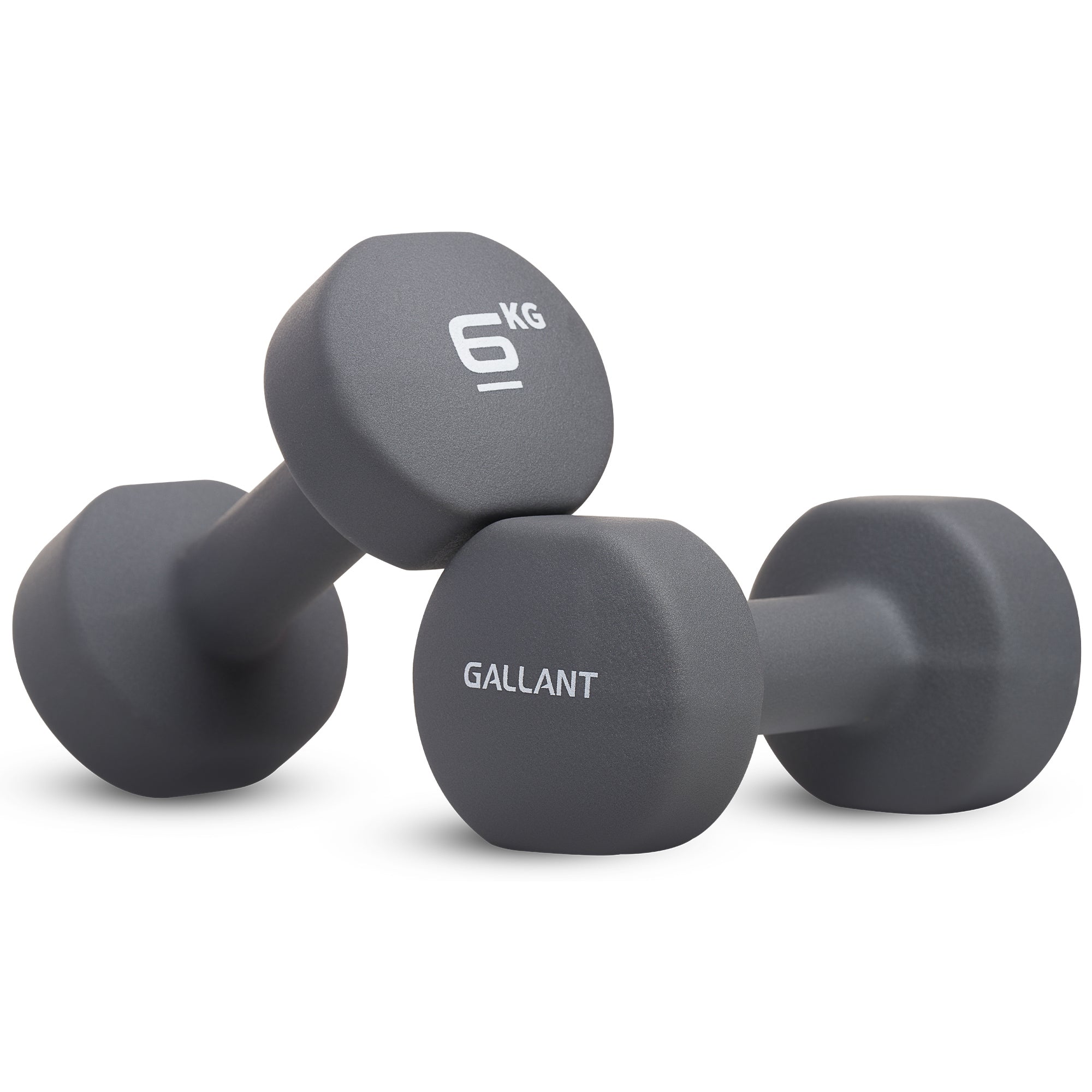 Gallant Neoprene Dumbbells Hand Weights Pair 6kg Grey Main IMG.