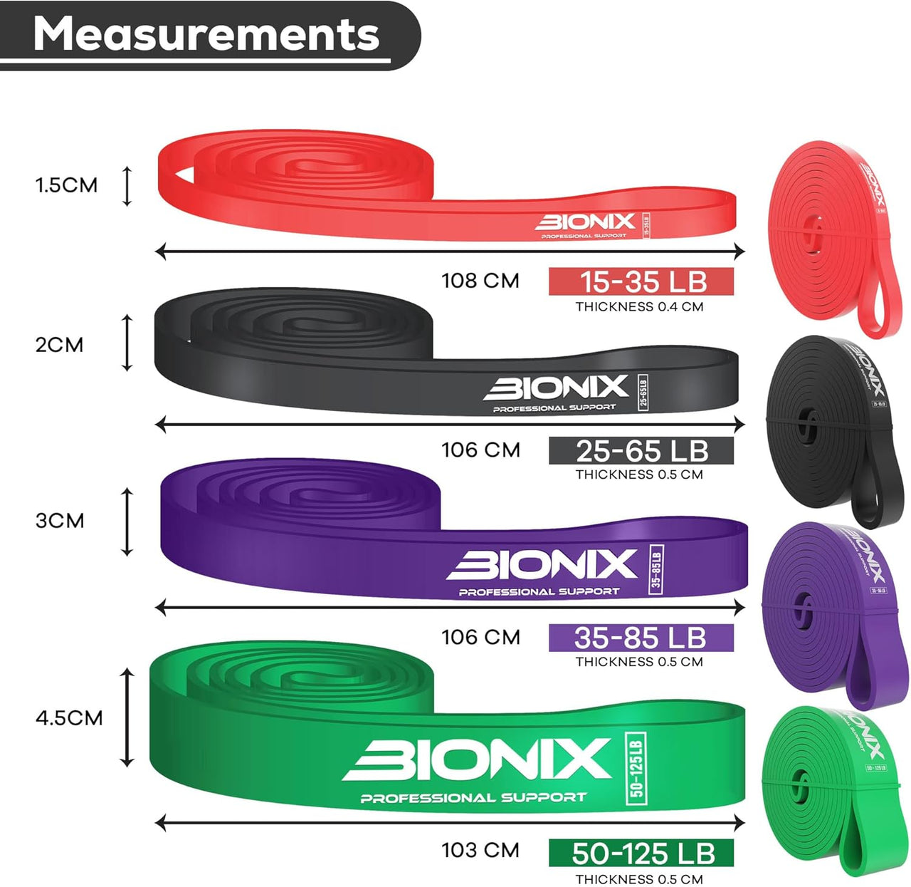 Pull-Up Assistance Resistance Exercise Bands Set - Pull Up Bands Measurements.