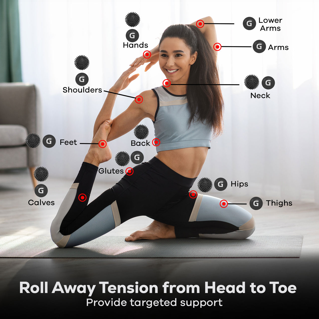 Spiky Massage Ball and Lacrosse Ball Set - Portable Stress Balls - Durable Physio Ball for Trigger Point Therapy Roll Away Tension from Head to Toe.