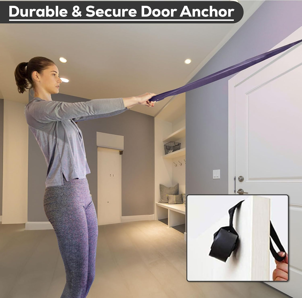 Pull-Up Assistance Resistance Exercise Bands Set - Pull Up Bands Durable & Secure Door Anchor.