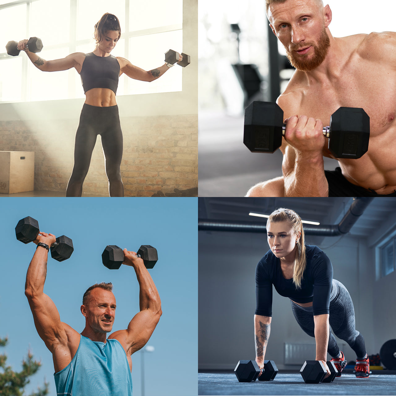 Rubber Encased Cast Iron Hex Dumbbells Lifestyle.