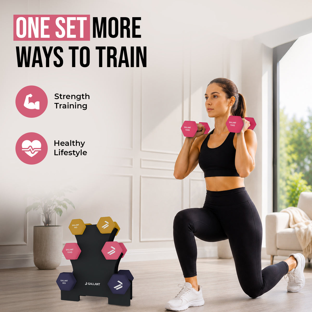Gallant Dumbbells Set With Stand - 9kg
