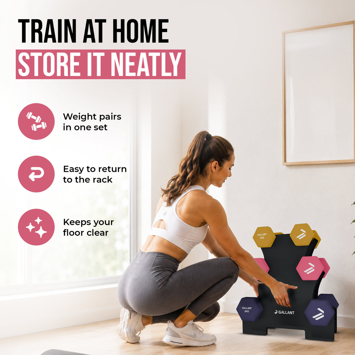 Gallant Dumbbells Set With Stand - 9kg